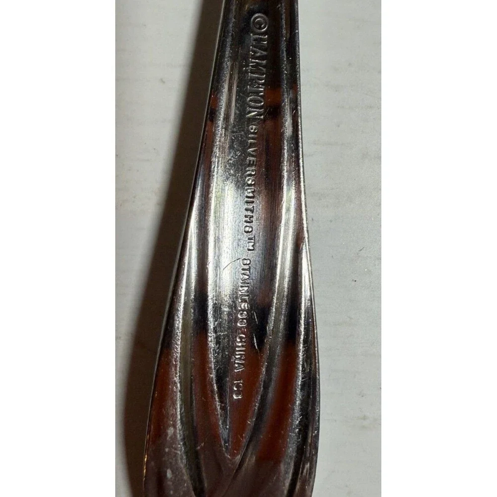 6 Hampton Silversmiths Lace Frosted Salad Forks Stainless Flatware Replacement